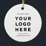 Adorno De Cerámica Minimalista simple | Logotipo de negocio de Person<br><div class="desc">Minimalista simple | Navidades con logotipo comercial Personalizado Ornamento cerámico</div>