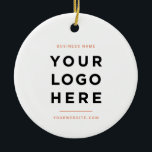 Adorno De Cerámica Minimalista simple | Logotipo de negocio de Person<br><div class="desc">Minimalista simple | Navidades con logotipo comercial Personalizado Ornamento cerámico</div>