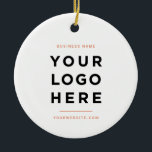 Adorno De Cerámica Minimalista simple | Logotipo de negocio de Person<br><div class="desc">Minimalista simple | Navidades con logotipo comercial Personalizado Ornamento cerámico</div>