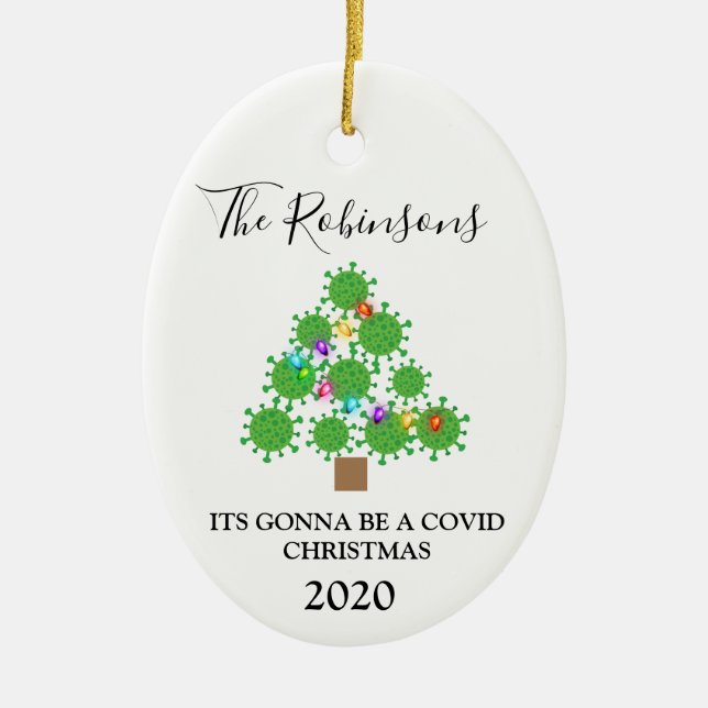 Adorno De Cerámica Mínimo Covid Árbol de Navidad Cerámico Personaliza (Frente)