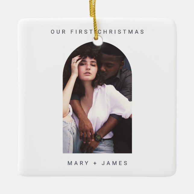 Adorno De Cerámica Mínimo simple moro y foto casada (Anverso)