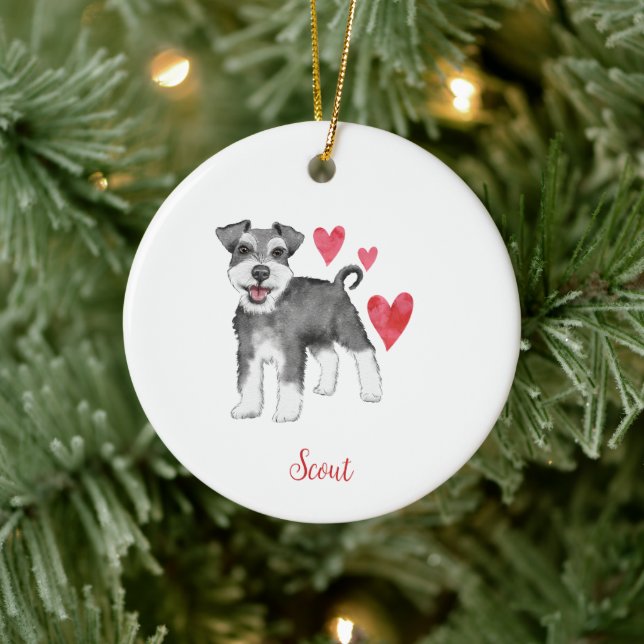 Adorno De Cerámica MiniSchnauzer Mini Schnauzer Personalizado Textos (Árbol)
