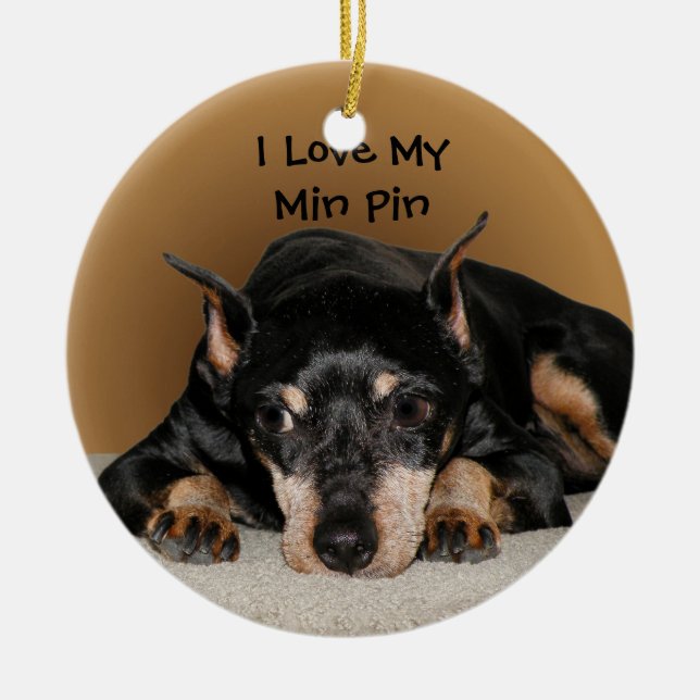 Adorno De Cerámica Ministra Pinscher aka Min Pin (Frente)