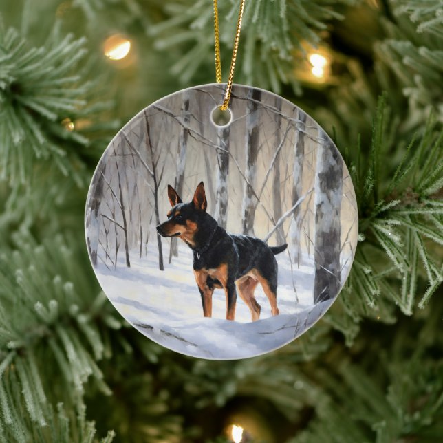 Adorno De Cerámica Ministra Pinscher deja que nieva a Navidades (Árbol)