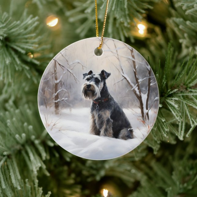 Adorno De Cerámica Ministra Schnauzer Let It Snow Navidades (Árbol)