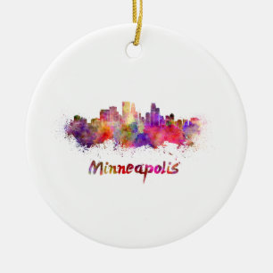 Adorno De Cerámica Minneapolis skyline in watercolor