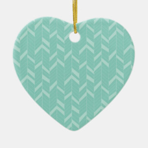 Adorno De Cerámica Mint Aqua Herringbone