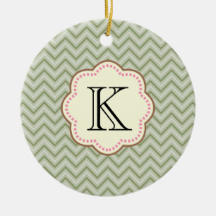 Adorno De Cerámica Mint Chevron