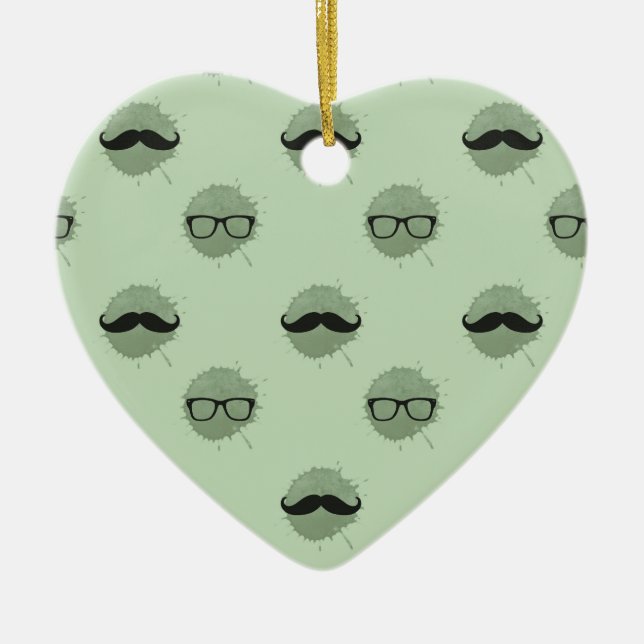 Adorno De Cerámica Mint Hipster Mustaches (Frente)