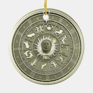 Adorno De Cerámica Mint Zodiac Wheel