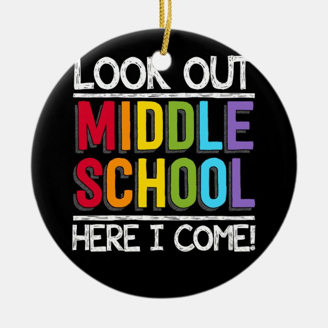 Adorno De Cerámica Mira la escuela media aquí (Frente)