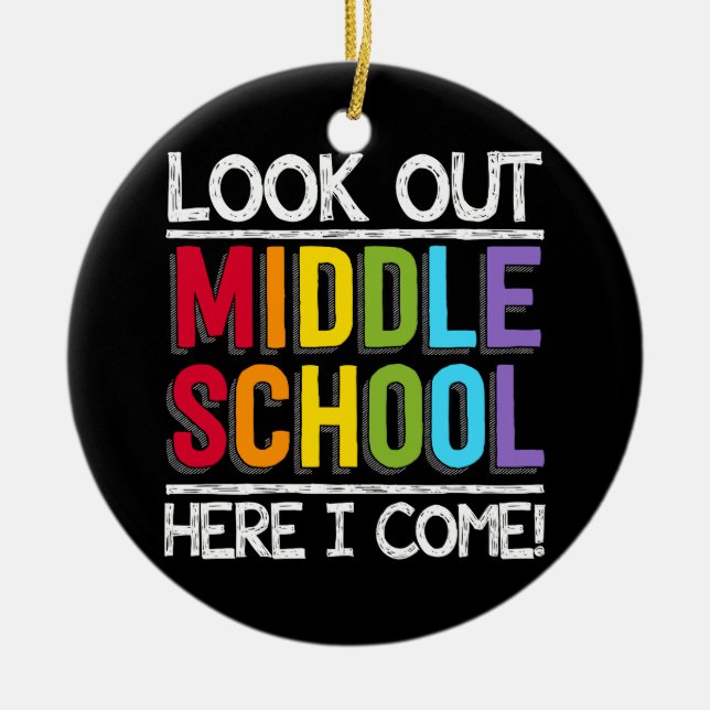 Adorno De Cerámica Mira la escuela media aquí (Frente)