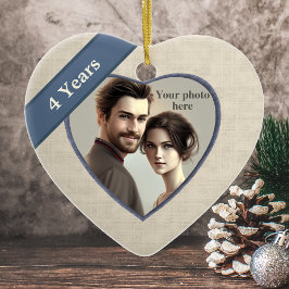 Adorno De Cerámica Mirada de línea en el cuarto aniversario (azul): A