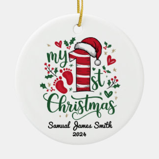 Adorno De Cerámica Mis huellas de Navidades - Personalizado