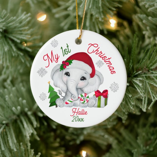 Adorno De Cerámica Mis primeros Navidades adoran al elefante (Árbol)