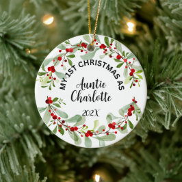 Adorno De Cerámica Mis primeros Navidades como tía, foto, personaliza