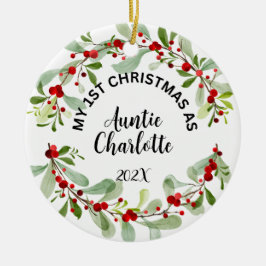 Adorno De Cerámica Mis primeros Navidades como tía, foto, personaliza