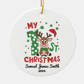 Adorno De Cerámica Mis primeros Navidades renos - Personalizado