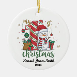 Adorno De Cerámica Mis primeros Navidades Snowman - Personalizado