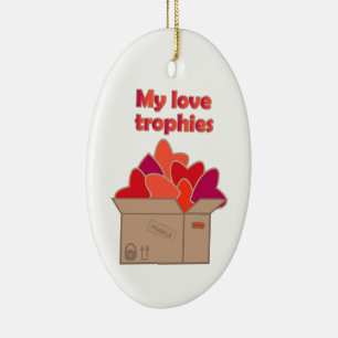 Adorno De Cerámica Mis trofeos de amor en la caja llena de corazones