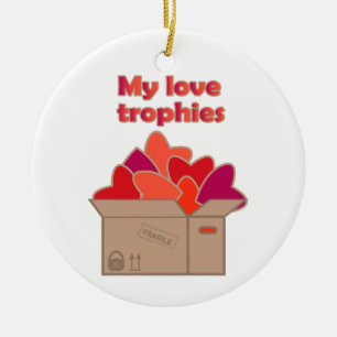 Adorno De Cerámica Mis trofeos de amor en la caja llena de corazones 