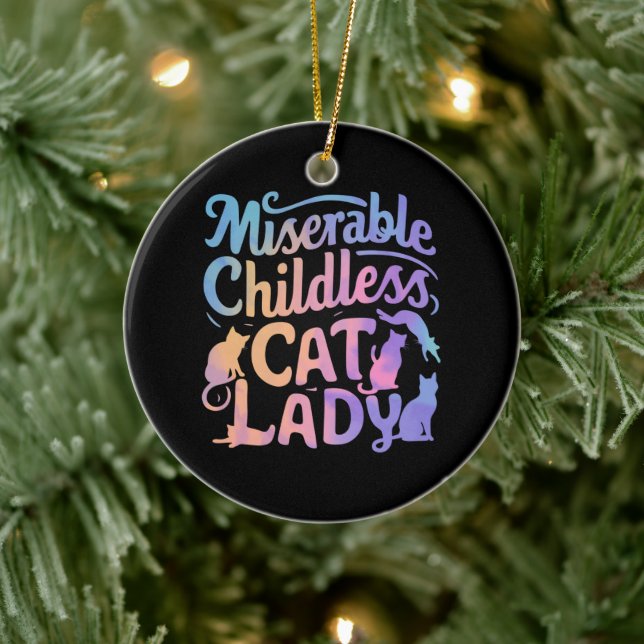 Adorno De Cerámica Miserable dama de gato sin hijos (Árbol)