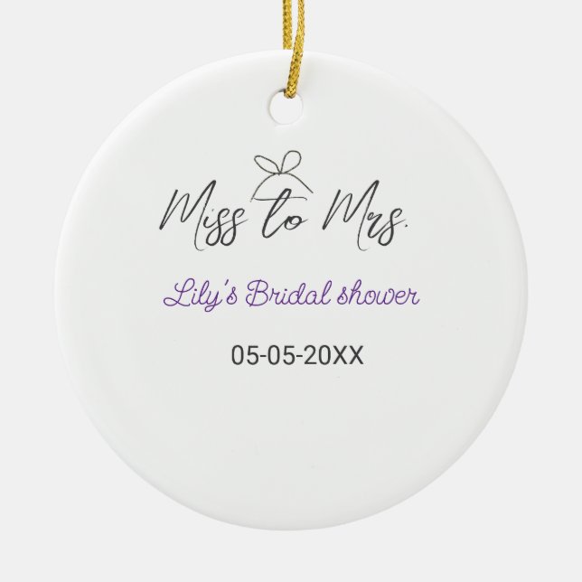 Adorno De Cerámica Miss a la señora ducha de novia añada el nombre fe (Frente)