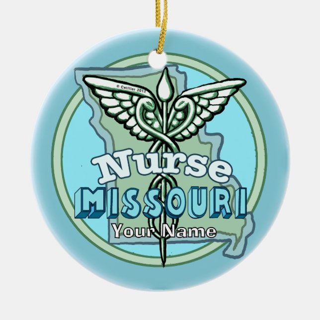Adorno De Cerámica Missouri Nurse Caduceus (Frente)