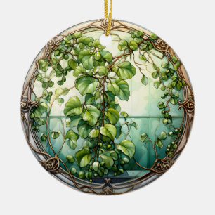 Adorno De Cerámica Mistletoe en un jardín victoriano