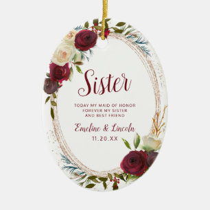 Adorno De Cerámica Mistletoe Manor a la hermana doncella de honor