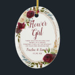 Adorno De Cerámica Mistletoe Manor Floral a la cita de la chica flor<br><div class="desc">Rosas Mistletoe Manor Watercolor Lush Diseñan con Florales Pintadas a Mano, Hojas de Berry Holly, Foliage de Pine Sprig y Brocas de Pintura de Color de Agua. Marsala colorida, rojo Merlot de vino, borgoña, crema de marfil y verde. Con Tipografía De Moda Rápida, Fonas De Guión De Cepillo Y Marco...</div>