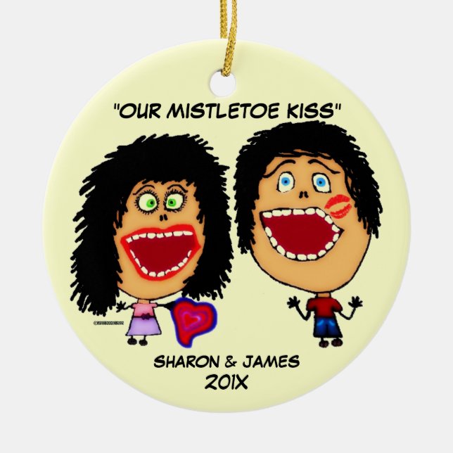 Adorno De Cerámica Mistletoe Personalizado (Frente)