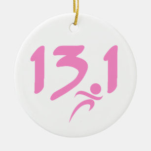 Adorno De Cerámica Mitad-maratón 13,1 del rosa