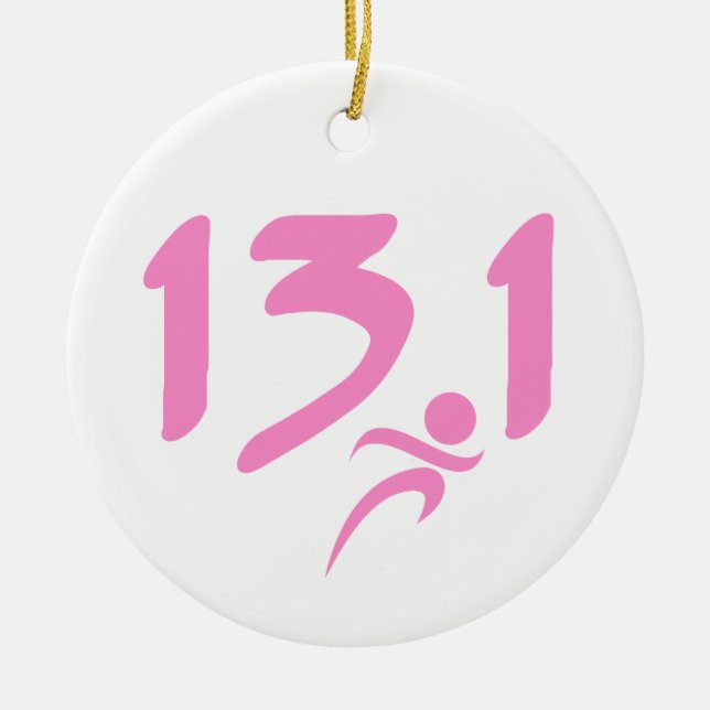 Adorno De Cerámica Mitad-maratón 13,1 del rosa (Frente)