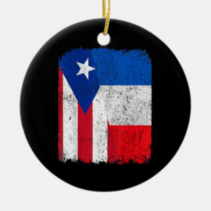 Adorno De Cerámica Mitad puertorriqueño mitad bandera francesa Orgull