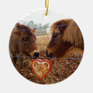 Adorno De Cerámica Mítinico burro y corazón de San Valentín de caball