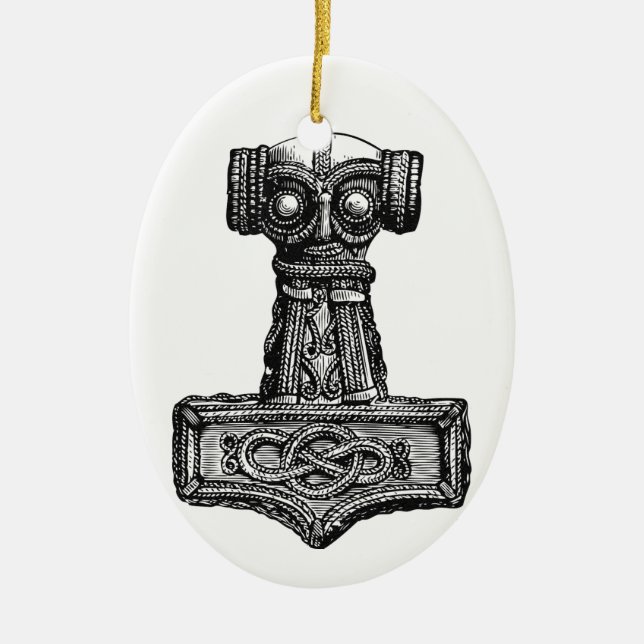 Adorno De Cerámica Mjolnir: El martillo de Thor (Frente)