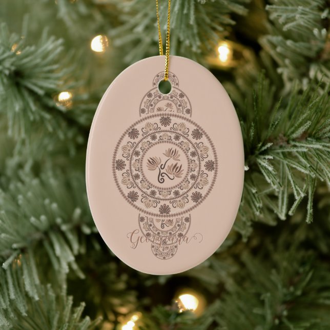 Adorno De Cerámica Mocha Rococo Lotus Ornamentala personalizada (Árbol)