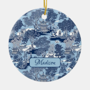 Adorno De Cerámica Moda Cabaña chinoiserie de sauce blanco azul