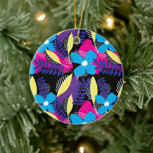 Adorno De Cerámica Moda colorida Floral & Dot Patrón con Hoaves Cer