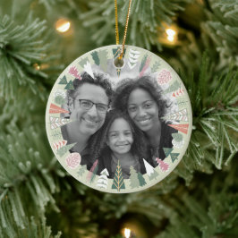 Adorno De Cerámica Moda de época Árbol de Navidad Foto Ronda rosa VER