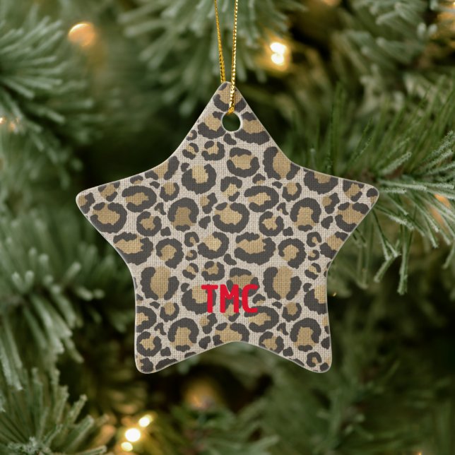 Adorno De Cerámica Moda de Navidades de Iniciales Rojas de Leopardo d (Árbol)