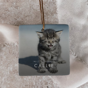 Adorno De Cerámica Moda Kitten: primera foto para gato navideño