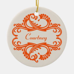 Adorno De Cerámica Moda naranja Damask Ornament