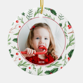 Adorno De Cerámica Moda Navidades del patrón Red Holly Festividades