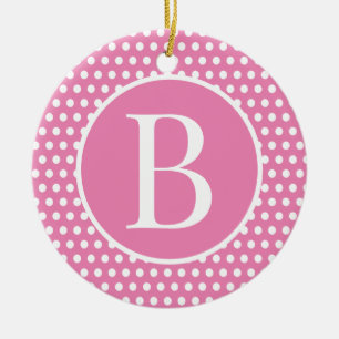 Adorno De Cerámica Moda Retro Letra rosa inicial puntos Polka