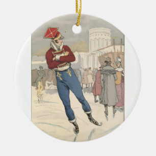 Adorno De Cerámica Moda Vintage de Patinaje sobre Hielo Parisina 1898