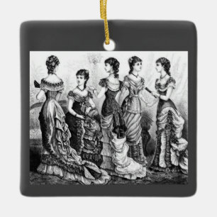 Adorno De Cerámica Modas Victorianas en Blanco y Negro