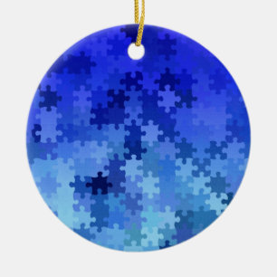 Adorno De Cerámica Modelo azul del rompecabezas