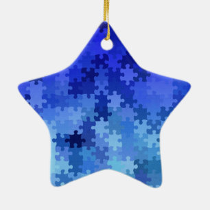 Adorno De Cerámica Modelo azul del rompecabezas